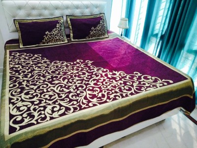 Nanki's Velvet Queen Abstract Flat Bedsheet(Pack of 1, Purple)