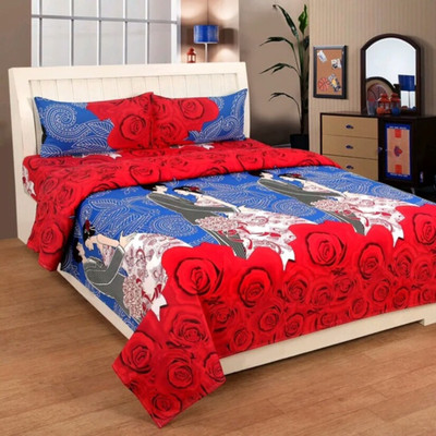 

Lookandlike Cotton Double Floral Bedsheet(Pack of 1, Blue)