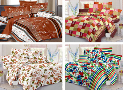 

India Furnish 110 TC Cotton Double Floral Bedsheet(Pack of 4, Multicolor)