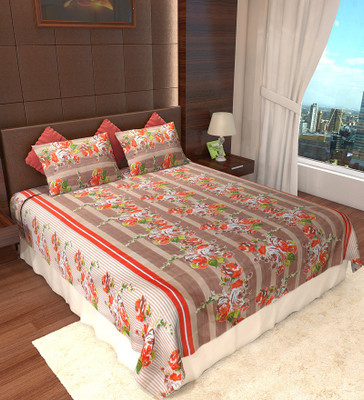 

Home Candy 144 TC Polycotton Double Floral Bedsheet(Pack of 1, Beige, Brown)