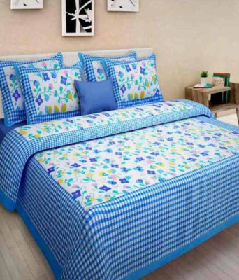 Bombay Spreads 120 TC Cotton Double 3D Printed Flat Bedsheet(Pack of 1, Multicolor)