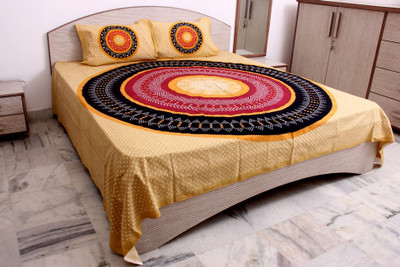 

Bhav Sagar Tex 120 TC Cotton Double Printed Bedsheet(Pack of 1, Brown)