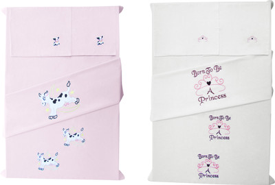 

Baby Rap 200 TC Cotton Crib Embroidered Bedsheet(Pack of 4, Multicolor)