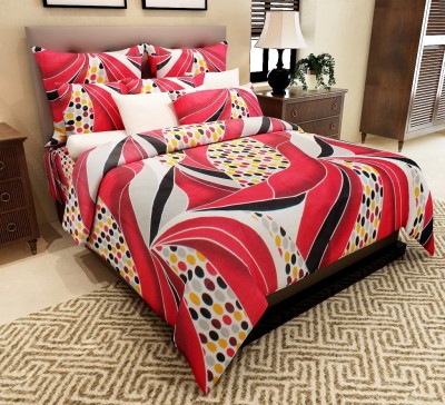 Home Candy 144 TC Cotton Double Abstract Flat Bedsheet(Pack of 1, Red)