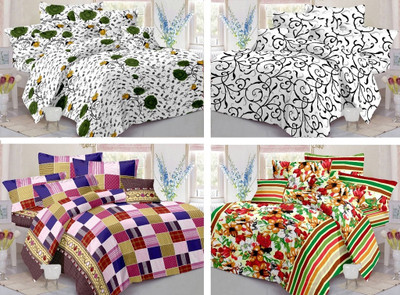 

India Furnish 110 TC Cotton Double Floral Bedsheet(Pack of 4, Multicolor)