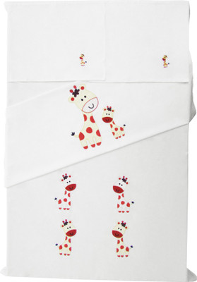 

Baby Rap 200 TC Cotton Crib Embroidered Bedsheet(Pack of 2, White)