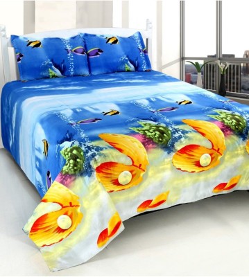 Wonder Home Collection 150 TC Polyester Double Printed Flat Bedsheet(Pack of 1, Multicolor)