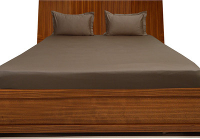 13% OFF on LNT 600 TC Cotton Double King Solid Bedsheet(Pack of 1, Taupe)