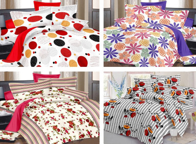 

India Furnish 110 TC Cotton Double Floral Bedsheet(Pack of 4, Multicolor)