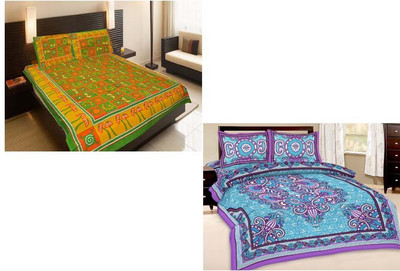 

Shopping Rajasthan Cotton Double Printed Bedsheet(Pack of 2, Multicolor)