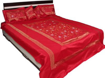 64% OFF on Soundarya Polyester Double Abstract Bedsheet(Pack of 1, Red)