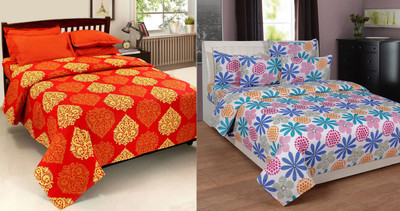

Zesture 144 TC Cotton Double Abstract Bedsheet(Pack of 2, Multicolor)
