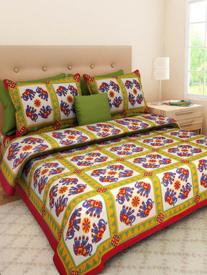 

Mahaveer Textile 120 TC Cotton Double King Printed Bedsheet(Pack of 1, Multicolor)