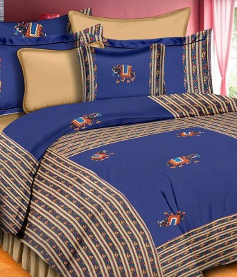 Unique Choice 144 TC Cotton Double Printed Flat Bedsheet(Multicolor)