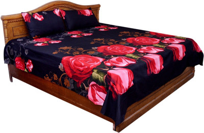 

V3ishop 300 TC Polycotton Double Floral Bedsheet(Pack of 1, Red)