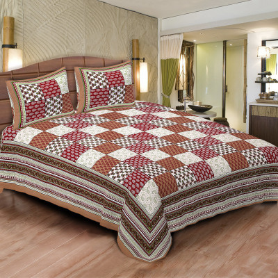

Shilpbazaar 106 TC Cotton Double Printed Bedsheet(Pack of 1, Brown)