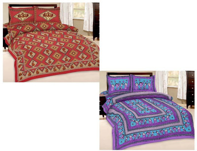 

Shopping Rajasthan Cotton Double Printed Bedsheet(Pack of 2, Multicolor)