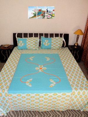 

Amita Home Furnishing 300 TC Cotton Double Floral Bedsheet(1 Patch Work Elastic Fitted 4 to 6 inch Matress Double Bed Sheet, 2 Pillow Cover, Multicolor)