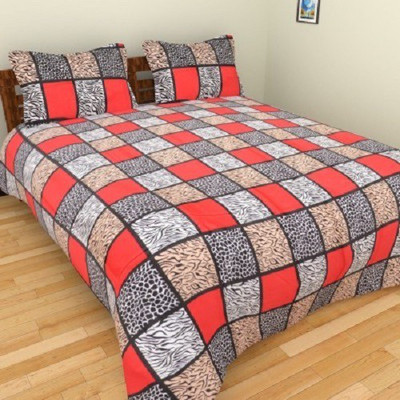 

Veena Fabs Cotton Double Checkered Bedsheet(Pack of 1, Multicolor)