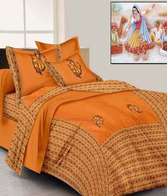 

clarks creation Cotton Double Printed Bedsheet(Pack of 1, Multicolor)