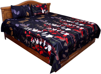

V3ishop 300 TC Polycotton Double Floral Bedsheet(Pack of 1, Black)