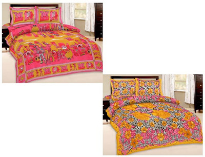 

Shopping Rajasthan Cotton Double Printed Bedsheet(Pack of 2, Multicolor)