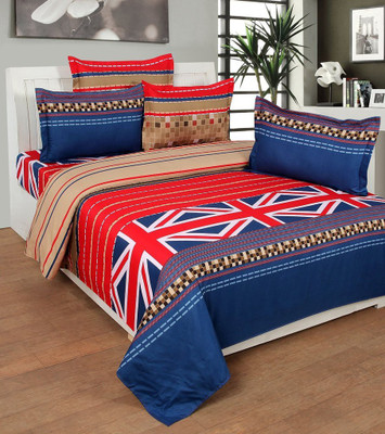 

Decor World 150 TC Cotton Double Geometric Bedsheet(Pack of 1, Red)