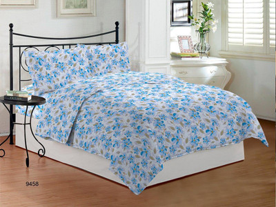 Bombay Dyeing 120 TC Cotton Double Floral Bedsheet(Blue)