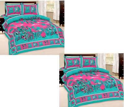 

Shopping Rajasthan Cotton Double Printed Bedsheet(Pack of 2, Multicolor)