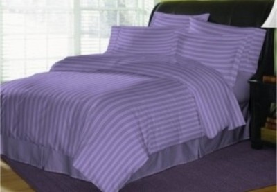 Trance Home Linen 210 TC Cotton Single Striped Flat Bedsheet(Pack of 1, Lilac Purple)