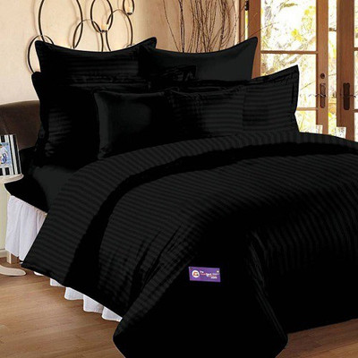 The Intellect bazaar 150 TC Satin Double Solid Flat Bedsheet(Pack of 1, Black)