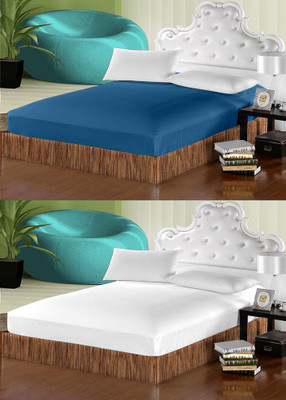 

Uber Urban 140 TC Cotton Double Plain Bedsheet(Pack of 2, Blue, White)