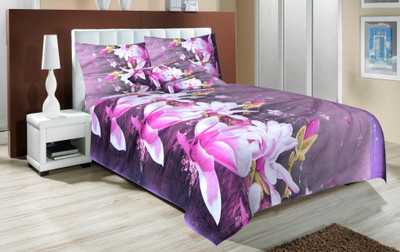 

Signature Polyester Double King Floral Bedsheet(Pack of 1, Purple)