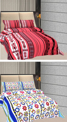 

Freely 144 TC Cotton Double Printed Bedsheet(Pack of 2, Multicolor)
