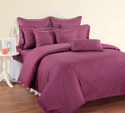 25% OFF on Swayam 350 TC Cotton Double King Striped Bedsheet(Pack of 1, Purple)