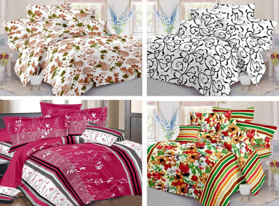 

India Furnish 110 TC Cotton Double Floral Bedsheet(Pack of 4, Multicolor)