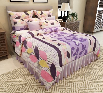 Home Candy 150 TC Cotton Double Floral Flat Bedsheet(Pack of 1, Purple)