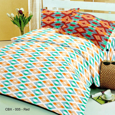 

Wat A Weave 144 TC Cotton Double Abstract Bedsheet(Pack of 1, Red)