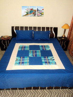 

Amita Home Furnishing 300 TC Cotton Double Checkered Bedsheet(1 Elastic Fitted 4 to 6 inch Matress Double Bed Sheet, 2 Pillow Cover, Multicolor)