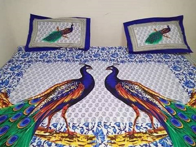 

U&I Cotton Double King Printed Bedsheet(Pack of 1, Blue)