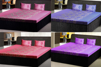 

India Furnish 120 TC Cotton Double Printed Bedsheet(Pack of 4, Multicolor)