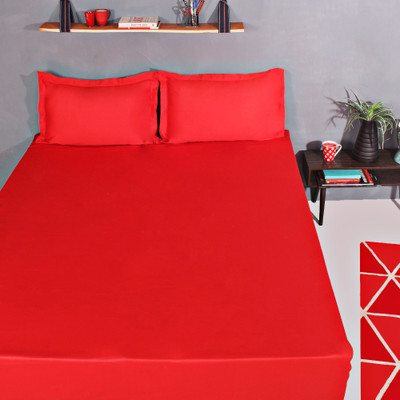 Portico New York Cotton Double Plain Bedsheet(1 Double Bedsheet, 2 Pillow Cover, Red) available at flipkart for Rs.649