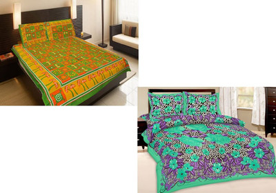 

Shopping Rajasthan Cotton Double Printed Bedsheet(Pack of 2, Multicolor)
