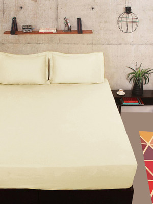 Portico New York Cotton Double Plain Bedsheet(1 Bedsheet, 2 Pillow Cover, Beige) available at flipkart for Rs.499