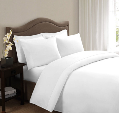 

Ahmedabad Cotton 160 TC Cotton Single Plain Bedsheet(Pack of 1, White)