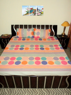 

Amita Home Furnishing 300 TC Cotton Double Printed Bedsheet(1 Elastic Fitted 4 to 6 inch Matress Double Bed Sheet, 2 Pillow Cover, Multicolor)