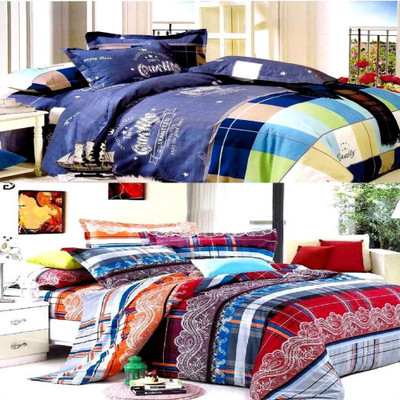 

Zesture 144 TC Polycotton Double Printed Bedsheet(Pack of 2, Multicolor)