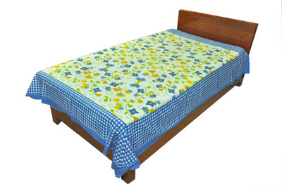 Raj Laxmi Cotton Single Flat 120 TC Checkered Bedsheet(Pack of 1, Multicolor)
