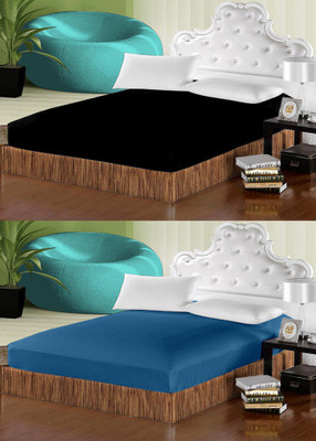 

Uber Urban 140 TC Cotton Double Plain Bedsheet(Pack of 2, Black, Blue)