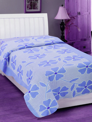 

Zesture 144 TC Cotton Single Floral Bedsheet(Pack of 1, Blue)